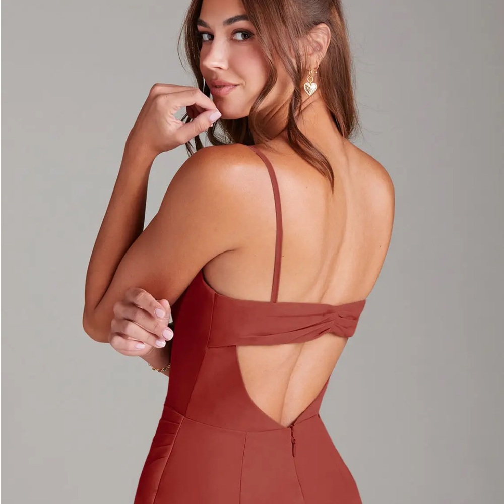 Azazie Terracota Strapless Bridesmaid Dress - Picture 3 of 12